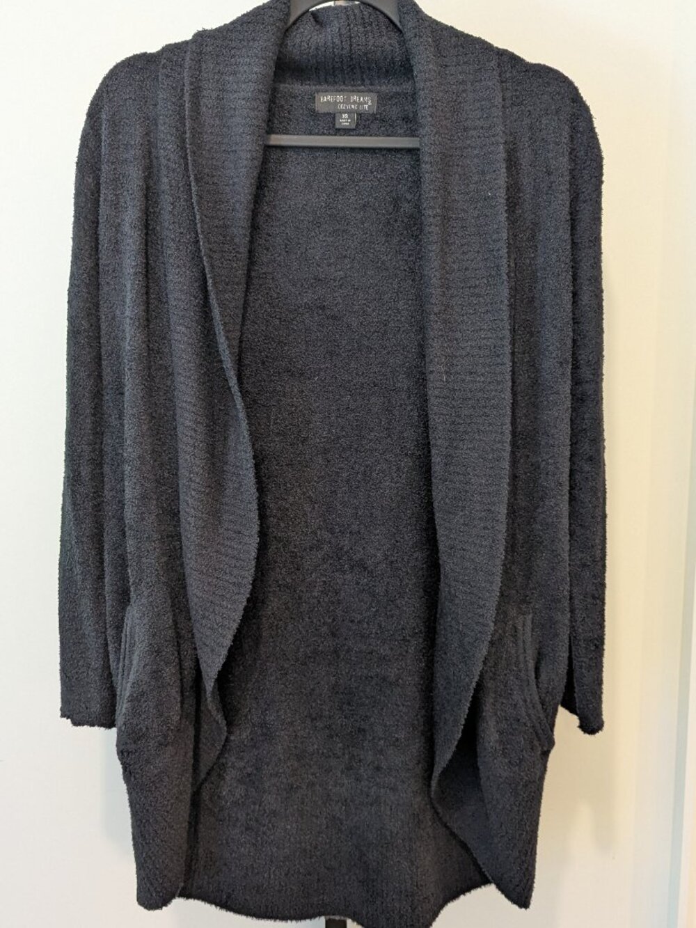Barefoot Dreams CozyChic Lite Black Shawl Collar Cardigan | Sz XS (Oversized)